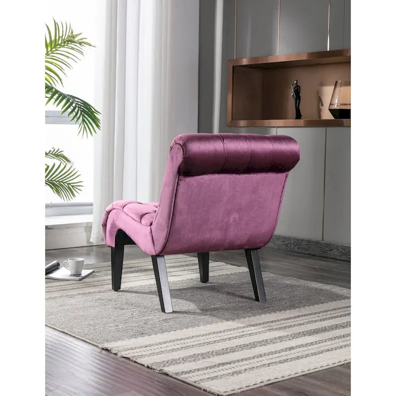 Chaise d'appoint sans accoudoirs en velours, chaise slipper capitonnée, chaise d'appoint, chaise longue