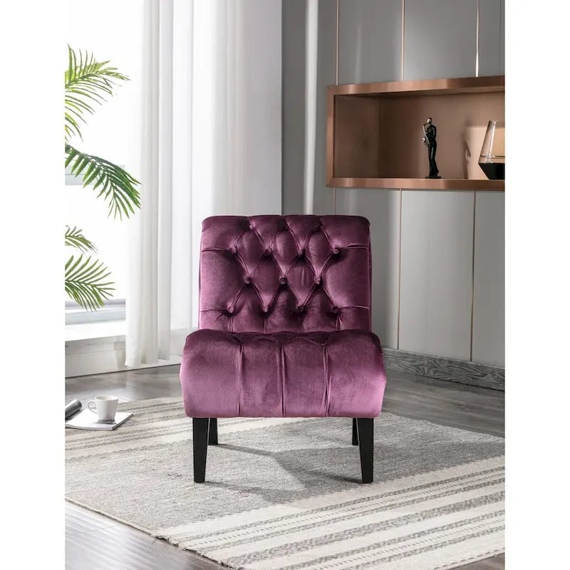 Chaise d'appoint sans accoudoirs en velours, chaise slipper capitonnée, chaise d'appoint, chaise longue