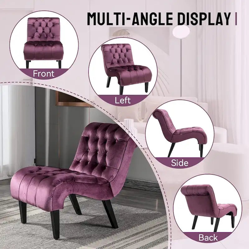 Chaise d'appoint sans accoudoirs en velours, chaise slipper capitonnée, chaise d'appoint, chaise longue