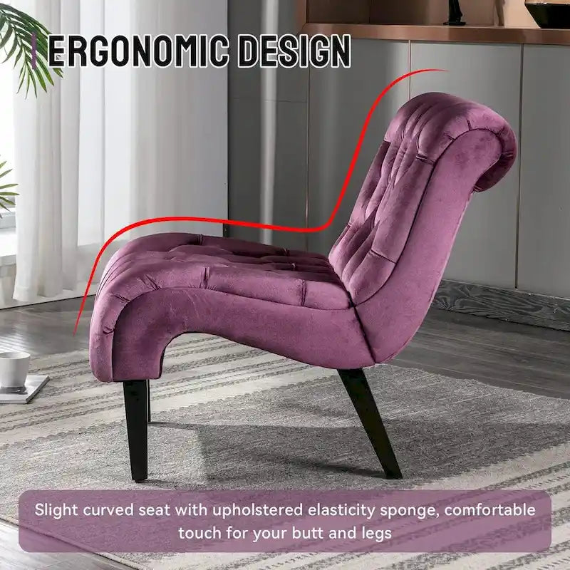 Chaise d'appoint sans accoudoirs en velours, chaise slipper capitonnée, chaise d'appoint, chaise longue