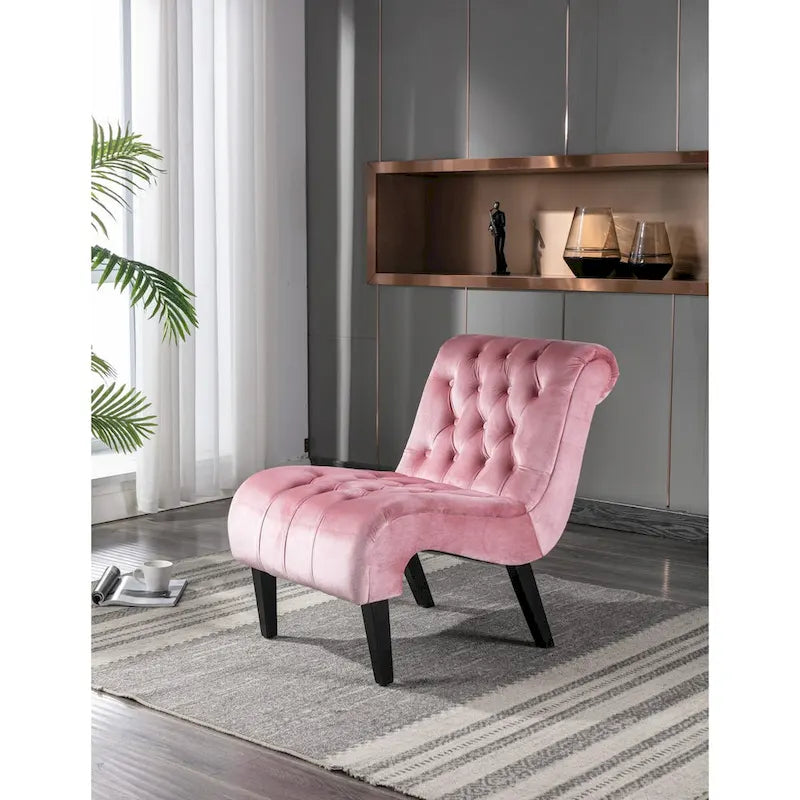 Chaise d'appoint sans accoudoirs en velours, chaise slipper capitonnée, chaise d'appoint, chaise longue