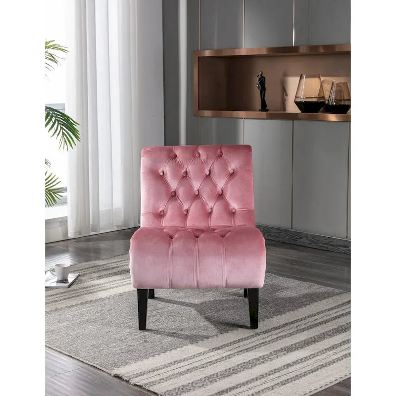 Chaise d'appoint sans accoudoirs en velours, chaise slipper capitonnée, chaise d'appoint, chaise longue