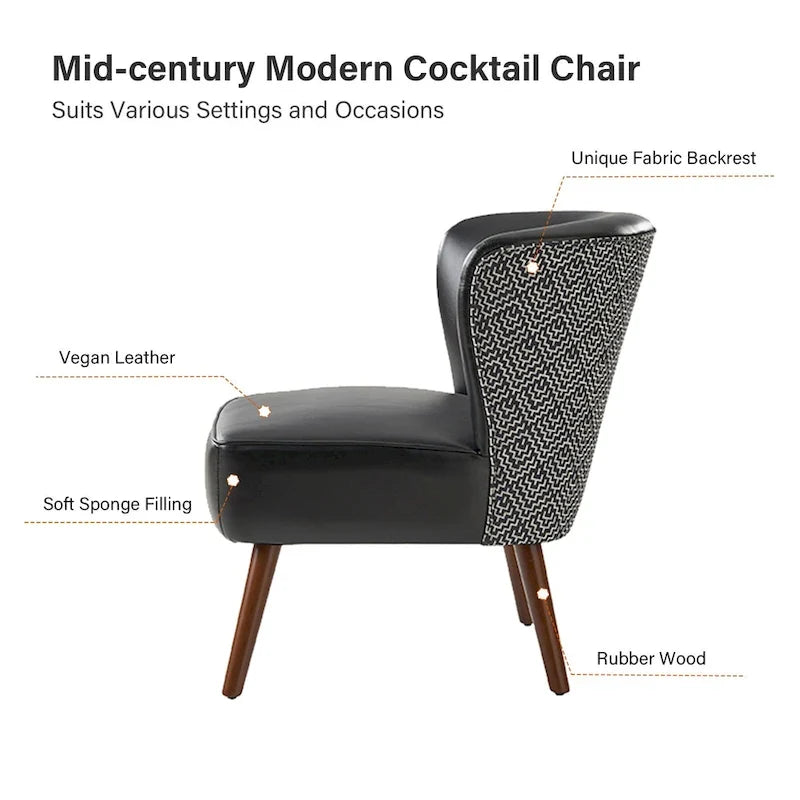 Alexander Mid-Century Modern Side Armchair with Solid Wood Legs by HULALA HOME