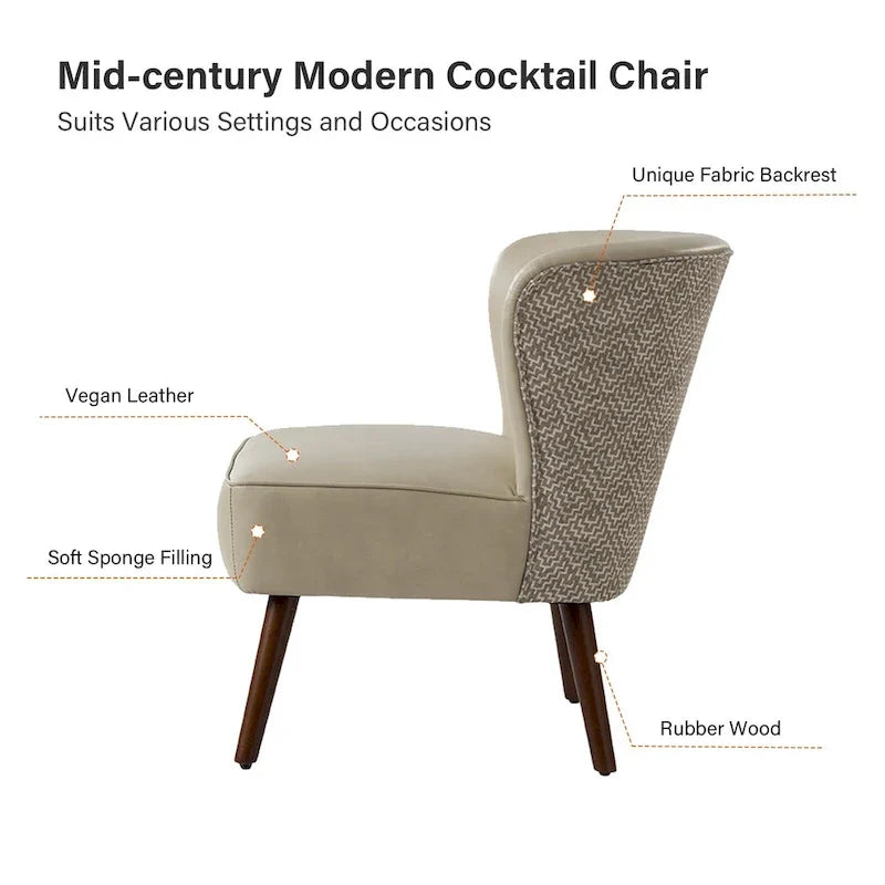 Alexander Mid-Century Modern Side Armchair with Solid Wood Legs by HULALA HOME