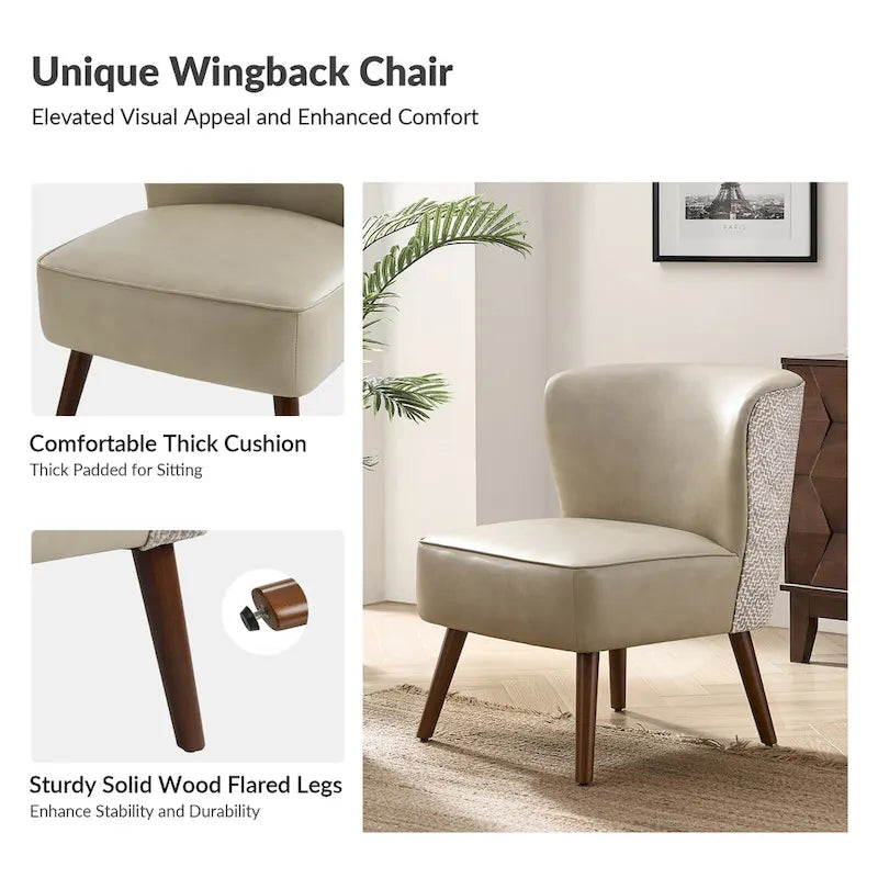 Alexander Mid-Century Modern Side Armchair with Solid Wood Legs by HULALA HOME