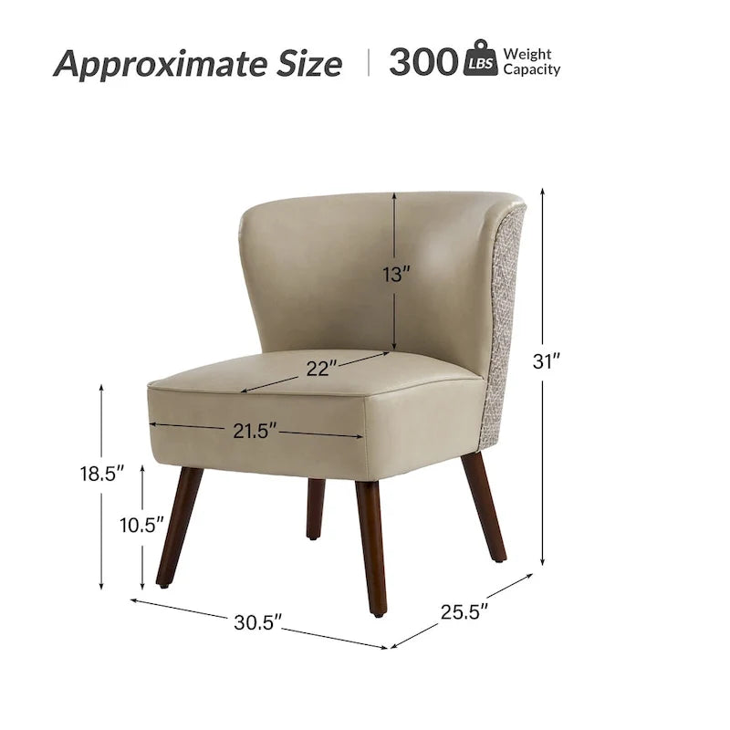 Alexander Mid-Century Modern Side Armchair with Solid Wood Legs by HULALA HOME