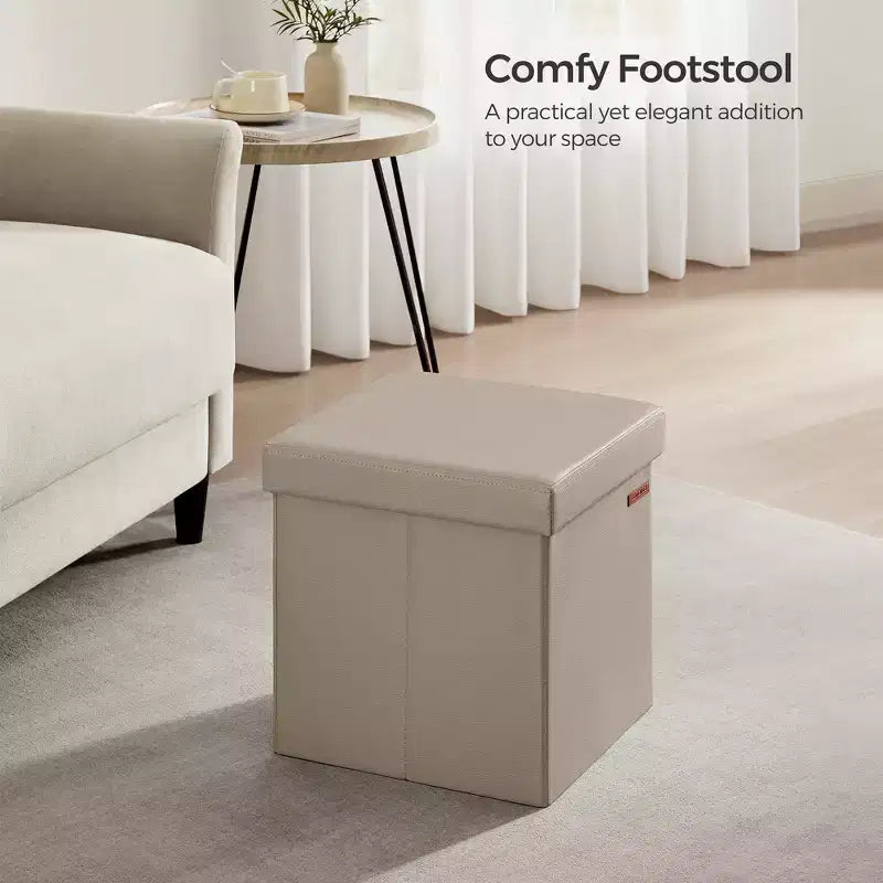 15 pouf ottomano con contenitore, poggiapiedi pieghevole, panca ottomana con contenitore, cassa portaoggetti a cubo con capacità di carico di 300 kg