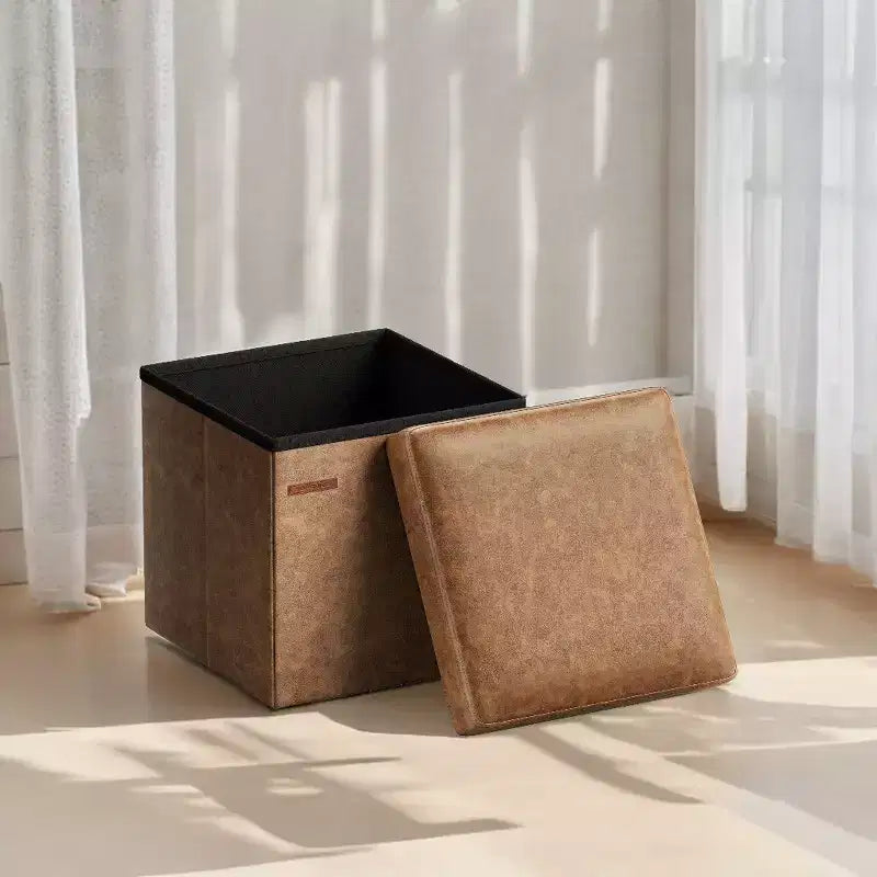 15 pouf ottomano con contenitore, poggiapiedi pieghevole, panca ottomana con contenitore, cassa portaoggetti a cubo con capacità di carico di 300 kg