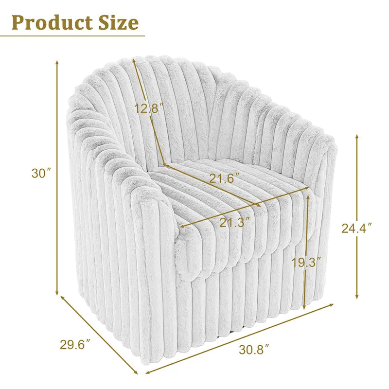 2 Set Modern 49 Upholstered Plush Corduroy Swivel Barrel Accent Chair