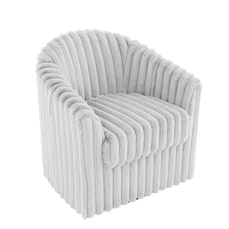 2 Set Modern 49 Upholstered Plush Corduroy Swivel Barrel Accent Chair