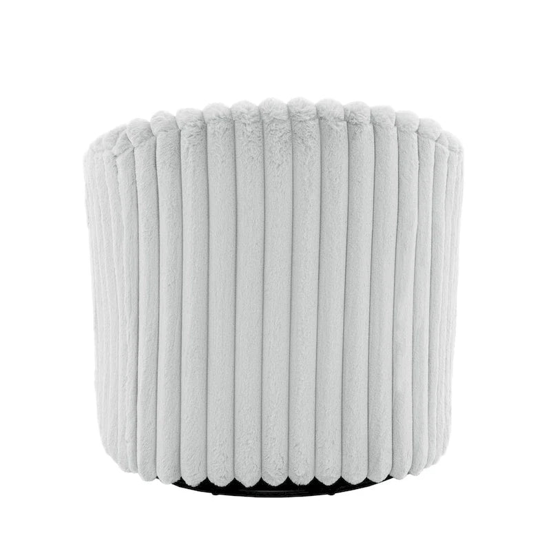 2 Set Modern 49 Upholstered Plush Corduroy Swivel Barrel Accent Chair