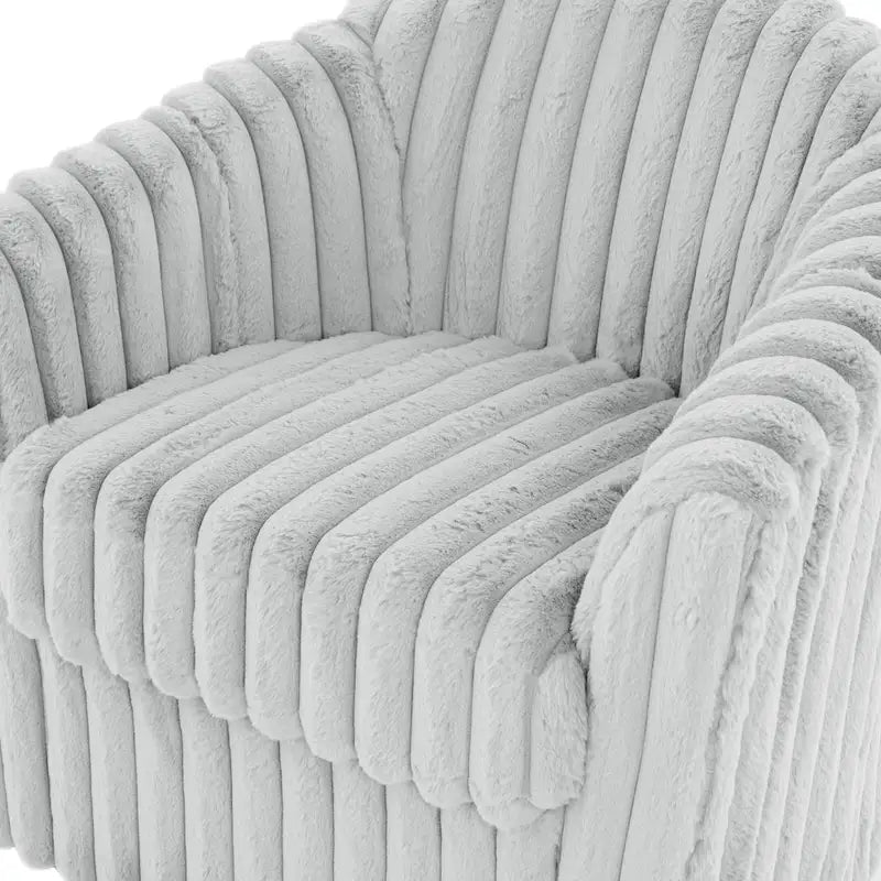 2 Set Modern 49 Upholstered Plush Corduroy Swivel Barrel Accent Chair