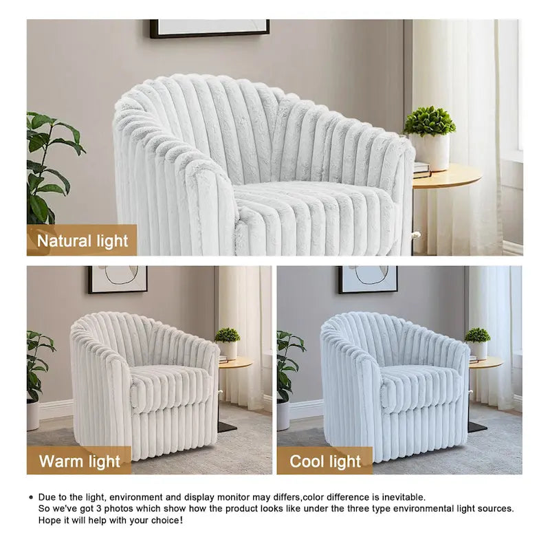 2 Set Modern 49 Upholstered Plush Corduroy Swivel Barrel Accent Chair