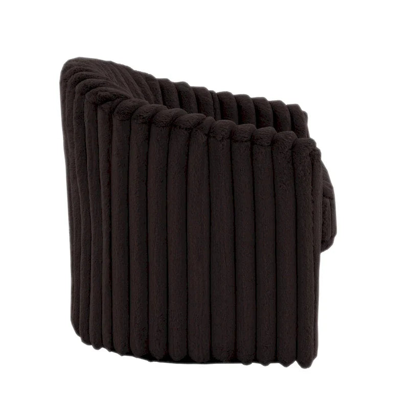 2 Set Modern 49 Upholstered Plush Corduroy Swivel Barrel Accent Chair