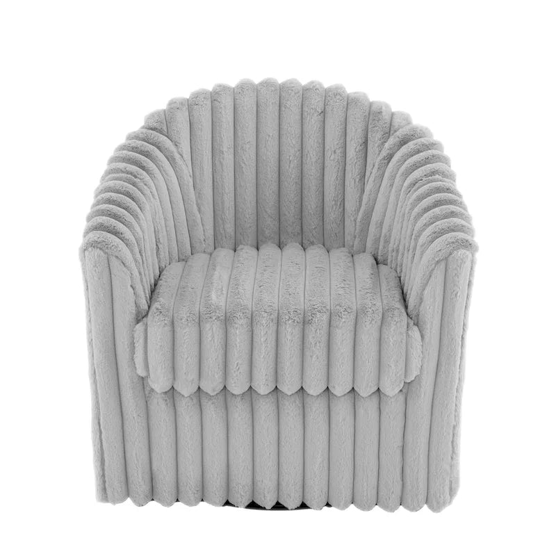 2 Set Modern 49 Upholstered Plush Corduroy Swivel Barrel Accent Chair