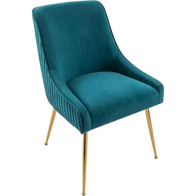 Chaise de luxe en velours avec dossier élégant, pieds en métal doré et revêtement doux Assise confortable