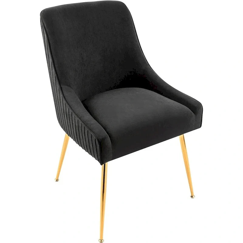 Chaise de luxe en velours avec dossier élégant, pieds en métal doré et revêtement doux Assise confortable