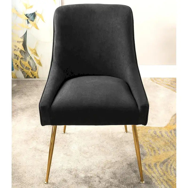Chaise de luxe en velours avec dossier élégant, pieds en métal doré et revêtement doux Assise confortable