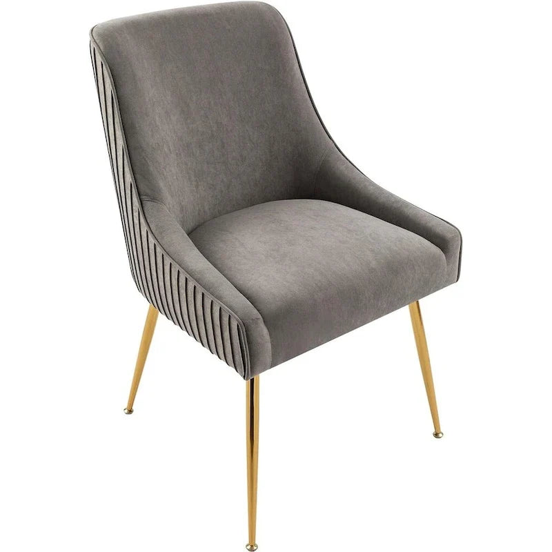 Chaise de luxe en velours avec dossier élégant, pieds en métal doré et revêtement doux Assise confortable