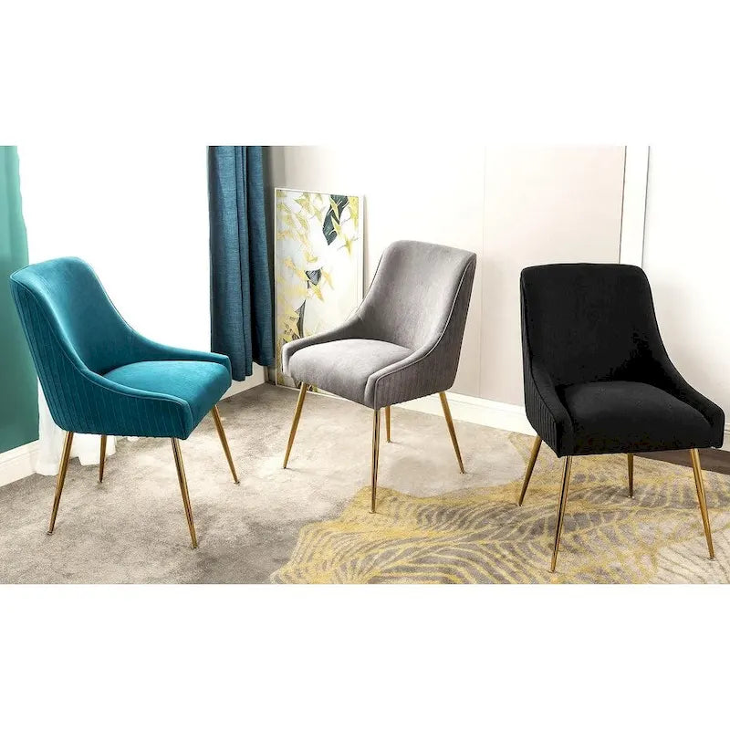 Chaise de luxe en velours avec dossier élégant, pieds en métal doré et revêtement doux Assise confortable