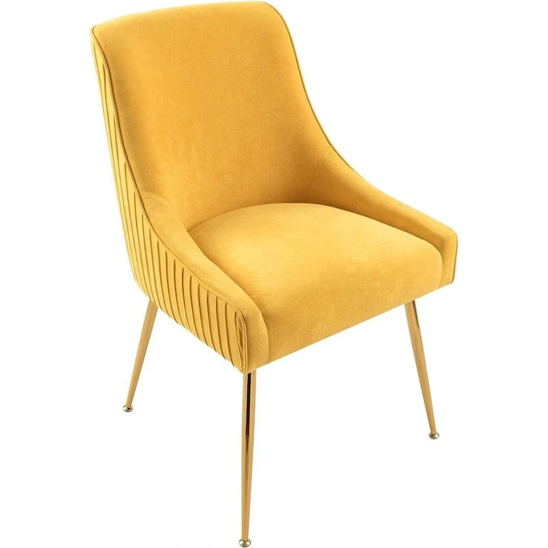 Chaise de luxe en velours avec dossier élégant, pieds en métal doré et revêtement doux Assise confortable