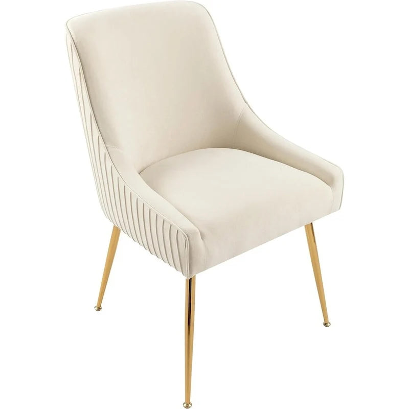Chaise de luxe en velours avec dossier élégant, pieds en métal doré et revêtement doux Assise confortable