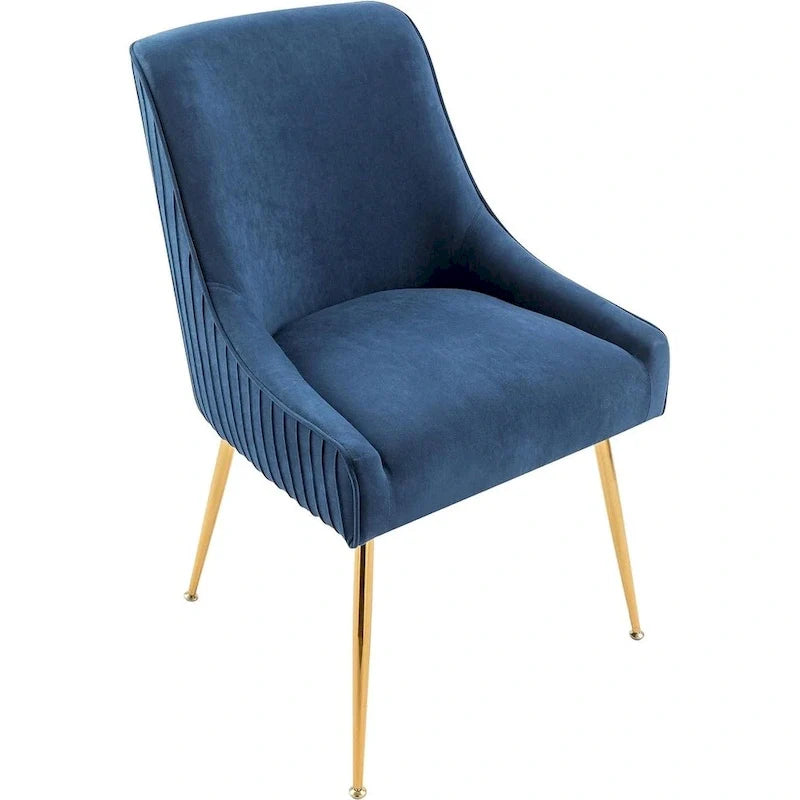 Chaise de luxe en velours avec dossier élégant, pieds en métal doré et revêtement doux Assise confortable