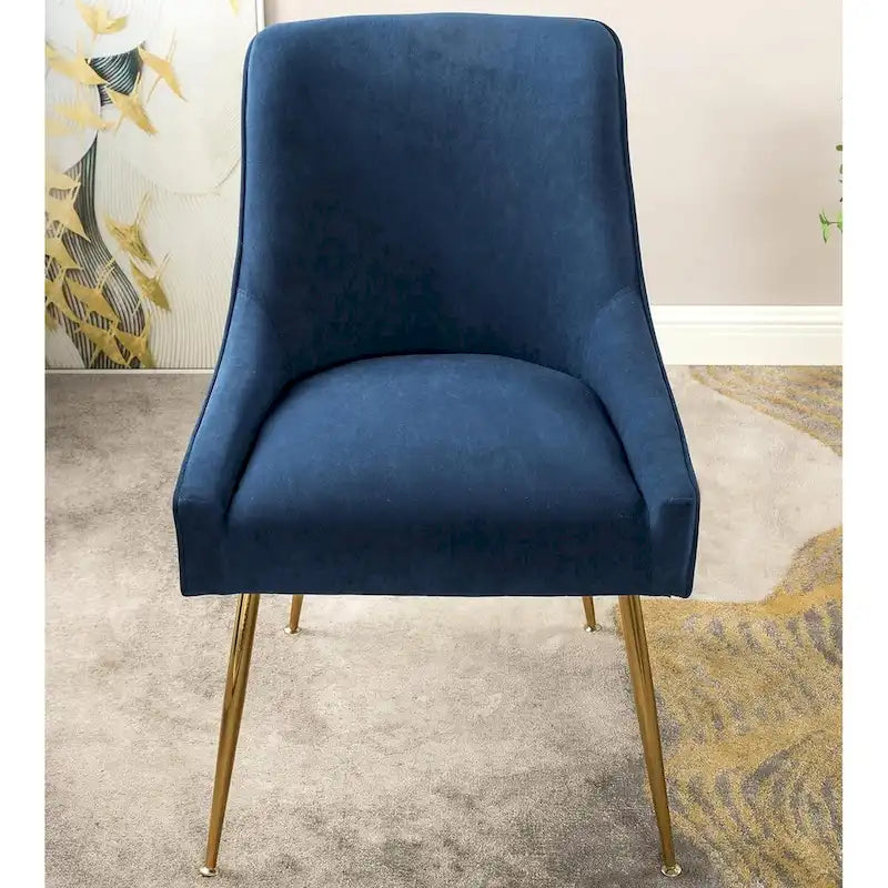 Chaise de luxe en velours avec dossier élégant, pieds en métal doré et revêtement doux Assise confortable