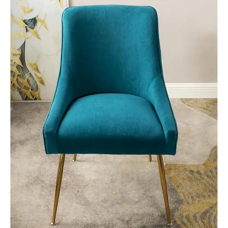 Chaise de luxe en velours avec dossier élégant, pieds en métal doré et revêtement doux Assise confortable