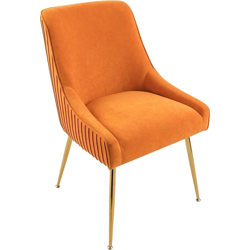 Chaise de luxe en velours avec dossier élégant, pieds en métal doré et revêtement doux Assise confortable