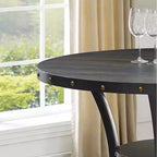 Tavolo rotondo da pranzo altezza bancone, diametro 122 cm, in legno e metallo