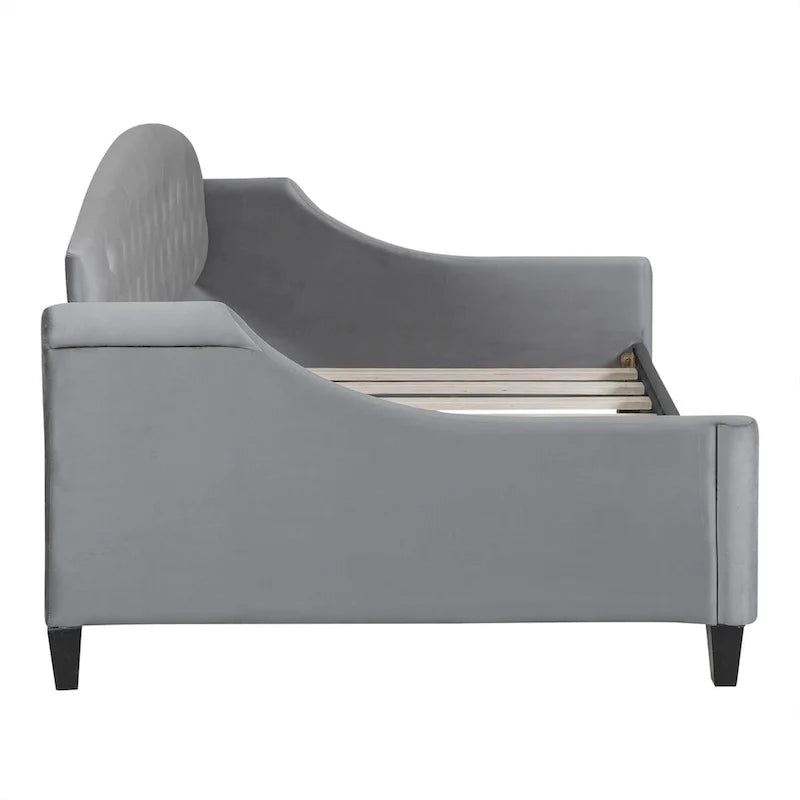 Lit de repos capitonné de luxe moderne pleine grandeur, conception multifonctionnelle, aucun sommier tapissier requis