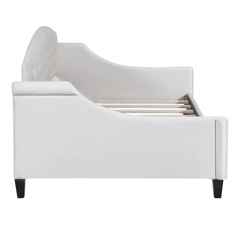 Lit de repos capitonné de luxe moderne pleine grandeur, conception multifonctionnelle, aucun sommier tapissier requis