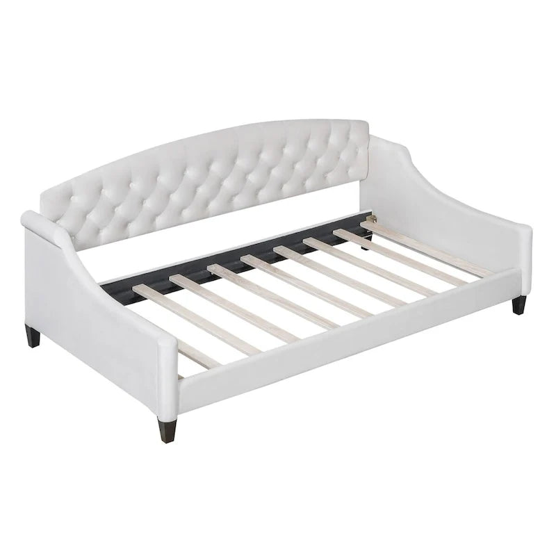 Lit de repos capitonné de luxe moderne pleine grandeur, conception multifonctionnelle, aucun sommier tapissier requis