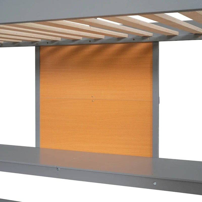 Wooden Twin Loft Bed with Desk