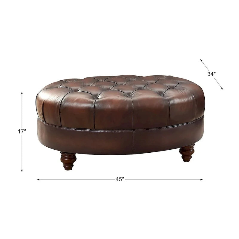 Pouffe Chesterfield en cuir pleine fleur Hydeline Newport