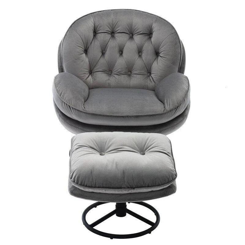 Accent chair TV Chair Living room Chair Grey with ottoman