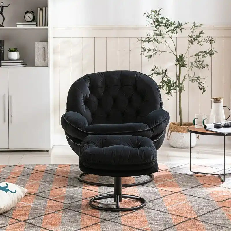 Accent chair TV Chair Living room Chair Grey with ottoman