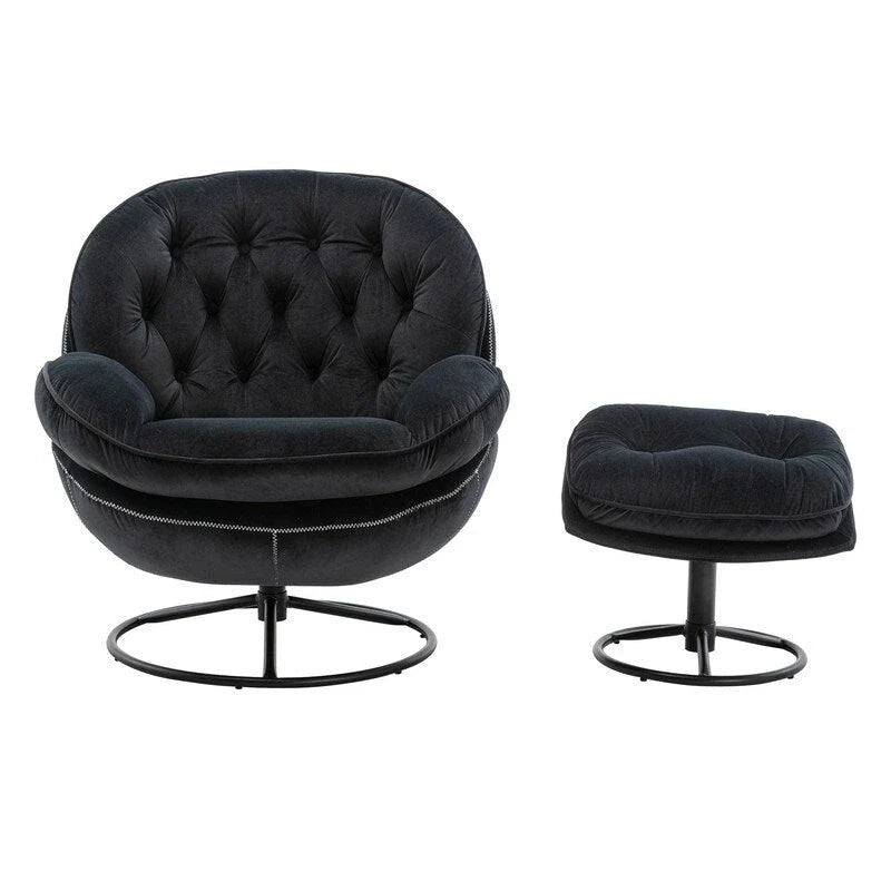 Accent chair TV Chair Living room Chair Grey with ottoman