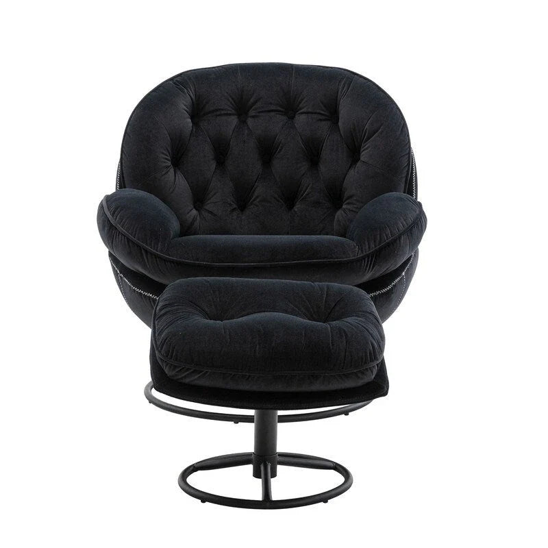 Accent chair TV Chair Living room Chair Grey with ottoman