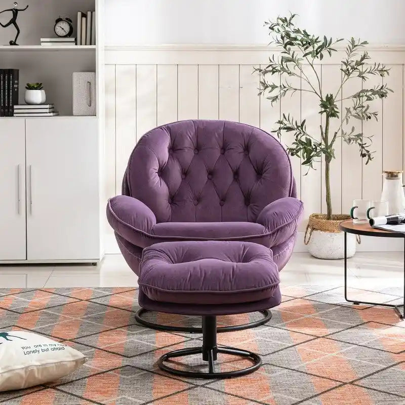 Accent chair TV Chair Living room Chair Grey with ottoman