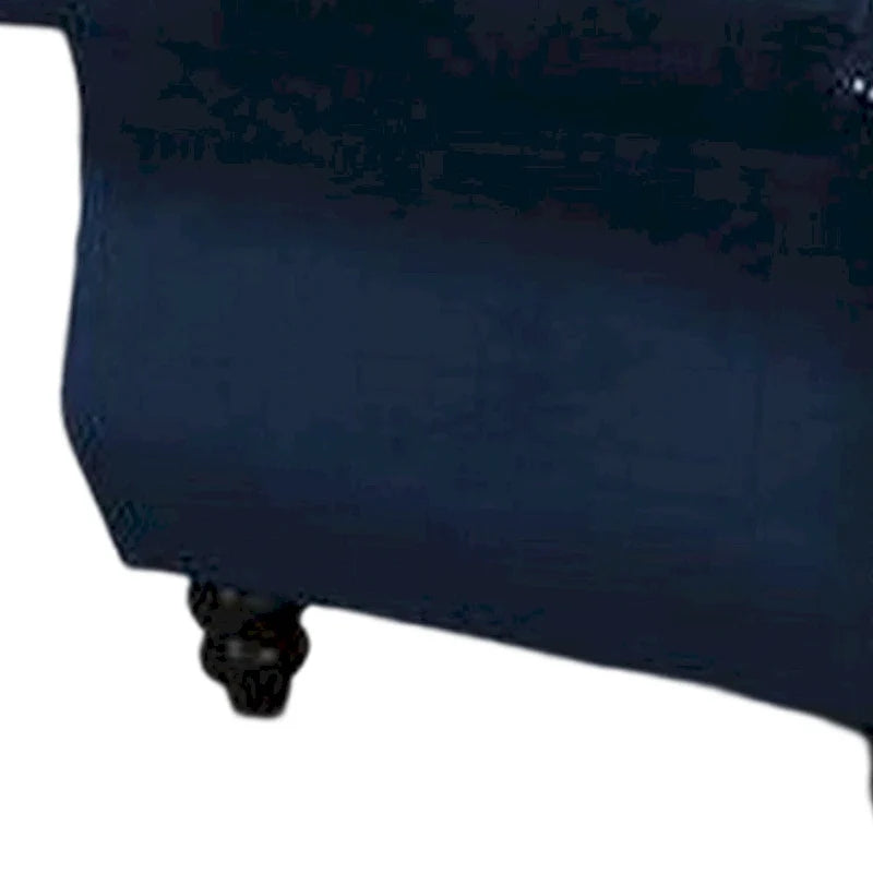 Rima 51 Inch Classic Accent Chair, Velvet Upholstery, Rolled Arms, Indigo