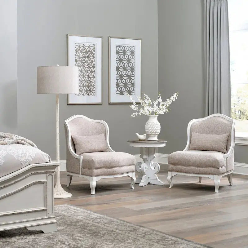 Fauteuil d'appoint rembourré blanc antique Magnolia Manor