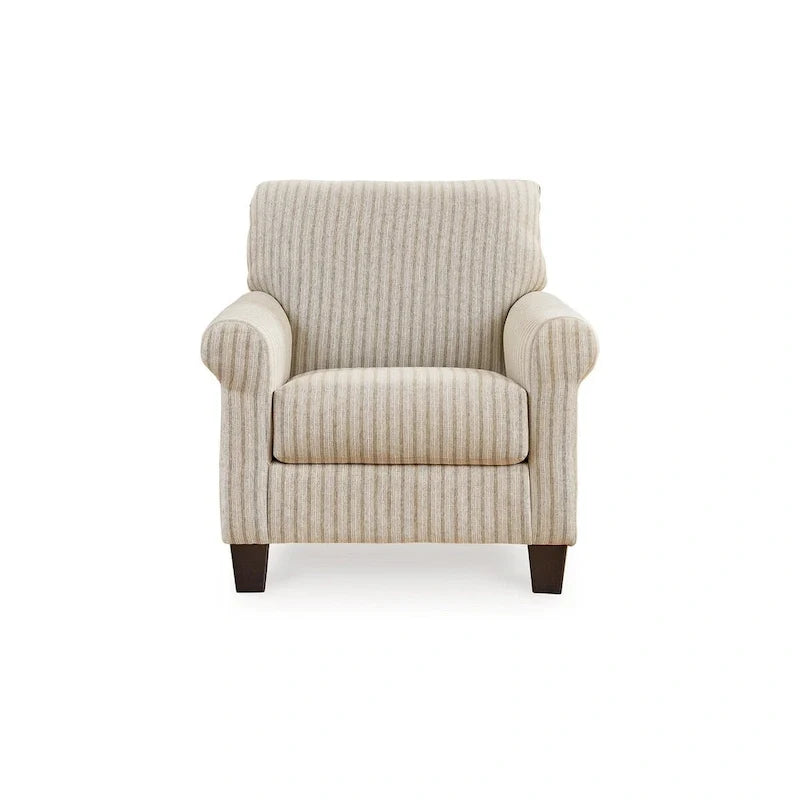 Vlea 36 Inch Accent Armchair, Striped Pattern, Sandstone Beige Polyester
