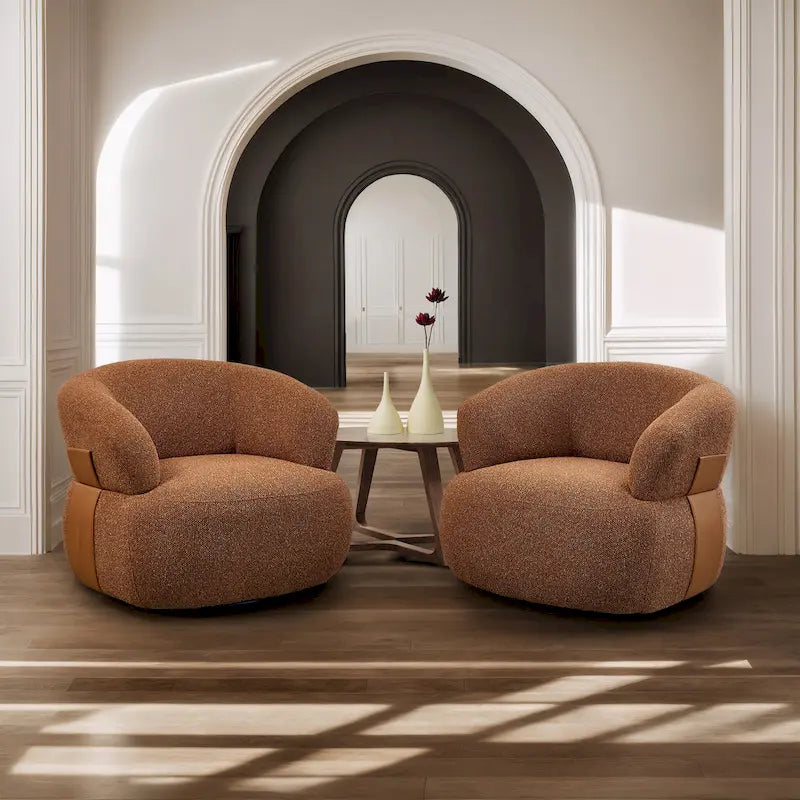 Kieon 33W 360 Swivel Modern Barrel Chair Accent Chair Set of 2