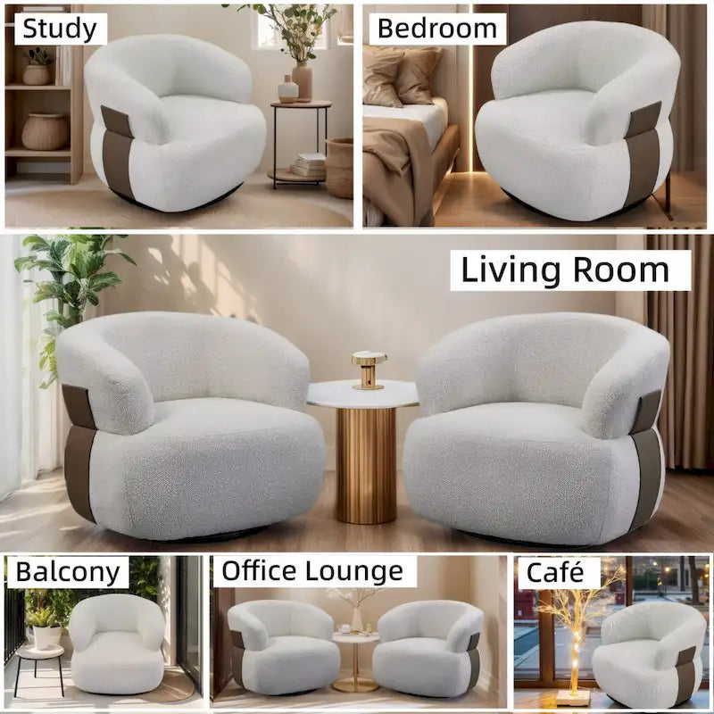 Kieon 33W 360 Swivel Modern Barrel Chair Accent Chair Set of 2