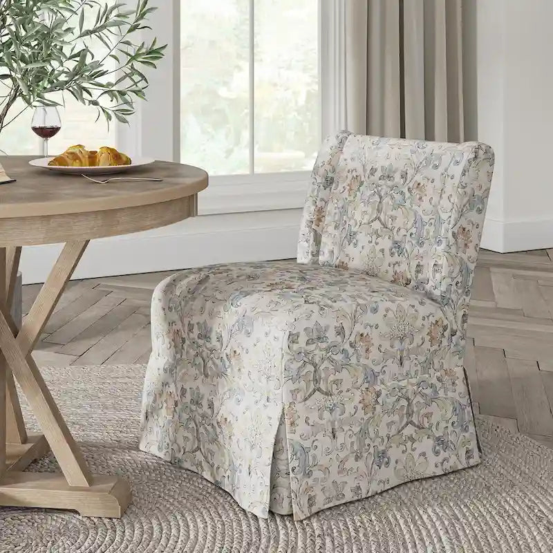 Falk Upholstered Farmhouse Armless Chair with Slipcover and Solid Wood Legs by HULALA HOME