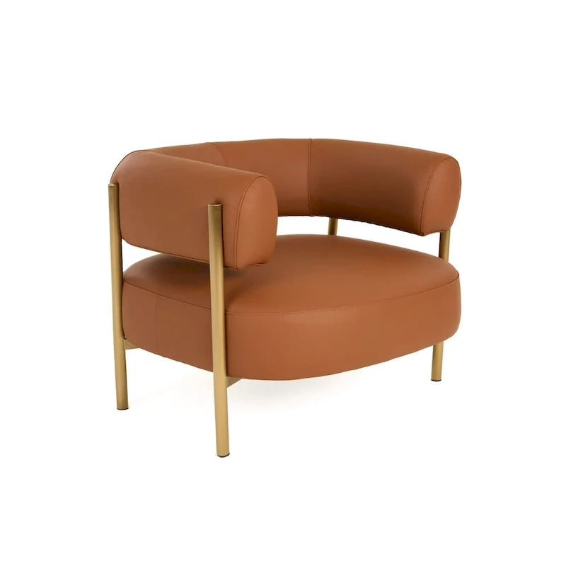 Fauteuil d'appoint moderne en cuir rouille Modrest Ozona