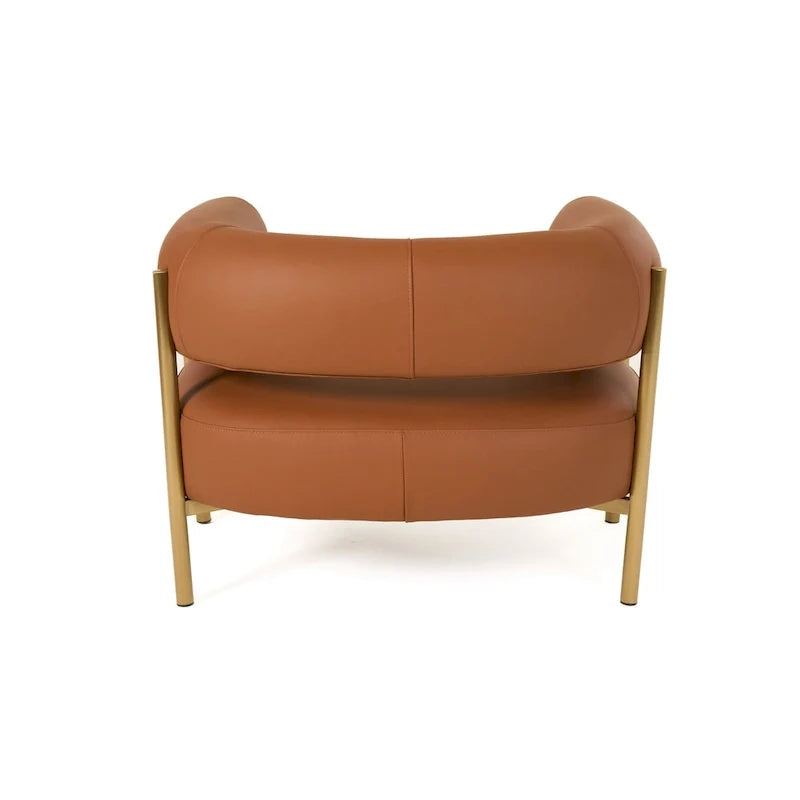 Fauteuil d'appoint moderne en cuir rouille Modrest Ozona