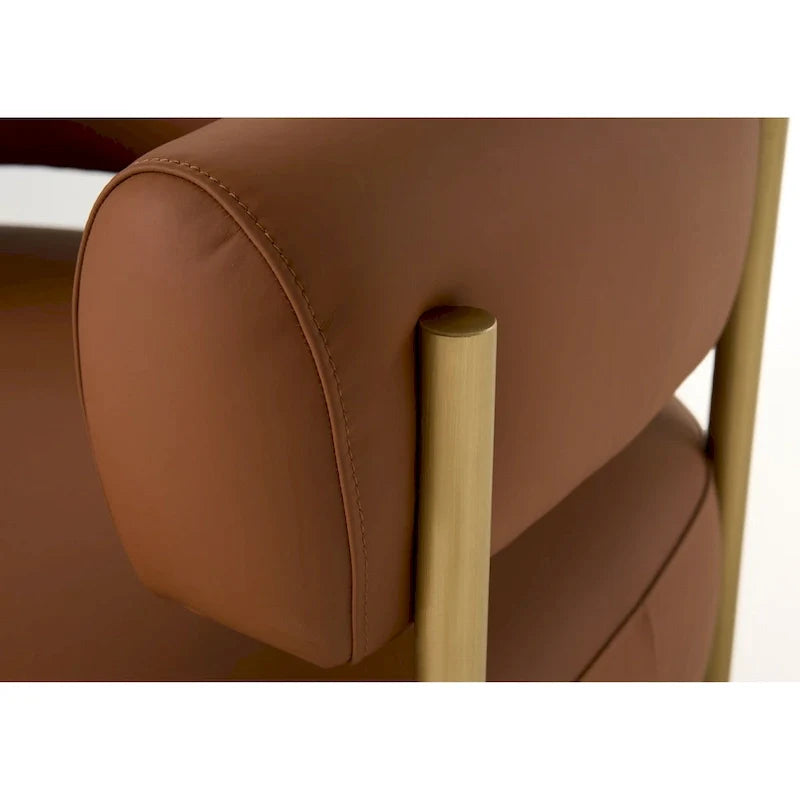 Fauteuil d'appoint moderne en cuir rouille Modrest Ozona